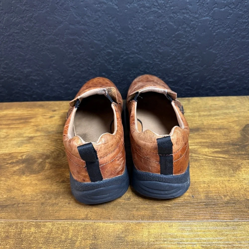 Roper Performance 09-020-0601-0371‎ Brown Ostrich Print Leather Shoes Mens 8.5